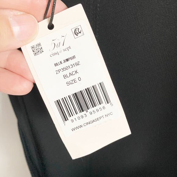 Cinq A Sept Billie Wide Leg Jumpsuit 0 Black NWT - Picture 5 of 7